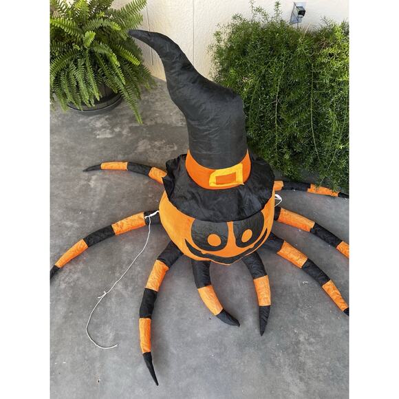 Gemmy Halloween Spider with Witch Hat Airblown Inflatable Yard Decor 5 ft Wide - Picture 5 of 6